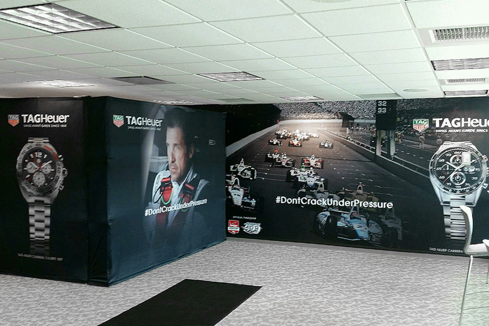 Repositionable Wall Wrap Covers the TAG Heuer Suite at INDY 500