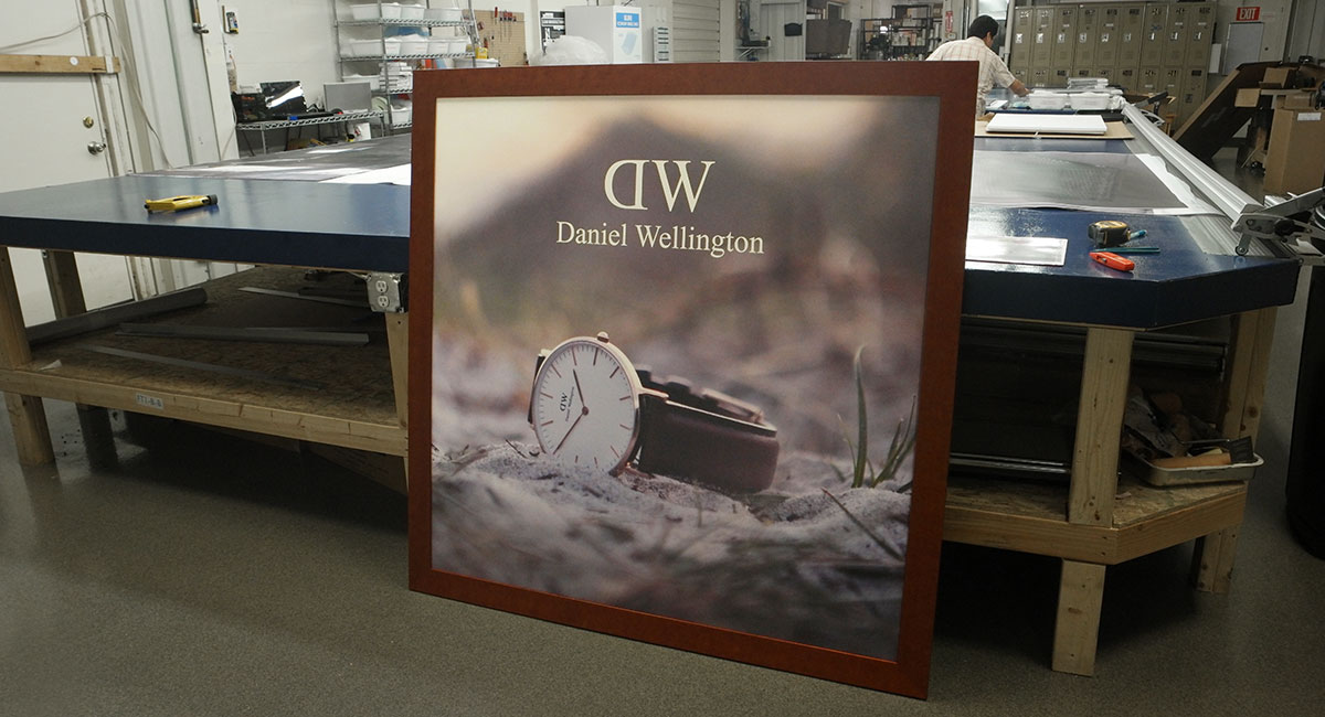 Printed and Framed Daniel Wellington Signage for Retailer