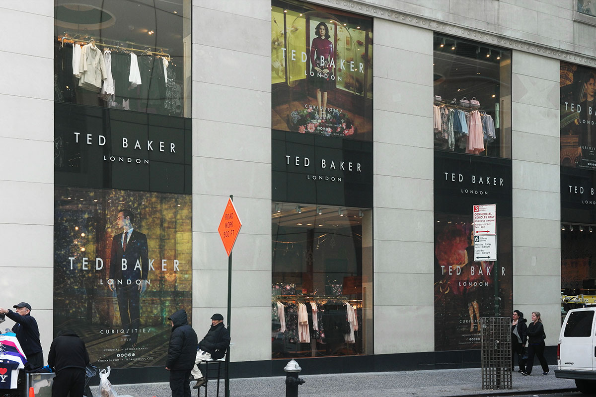 See-Through Signage on Glass Windows at Ted Baker