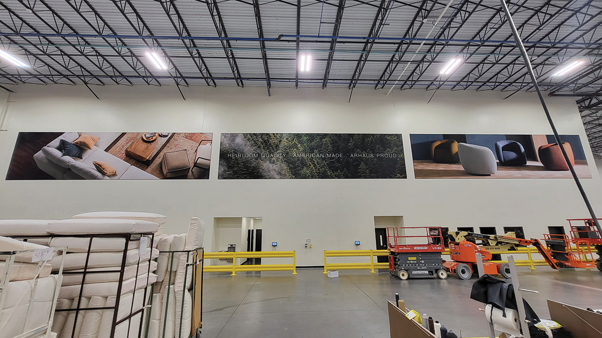 Arhaus Production Facility Gets Cozy Makeover with SEG Fabric Graphics