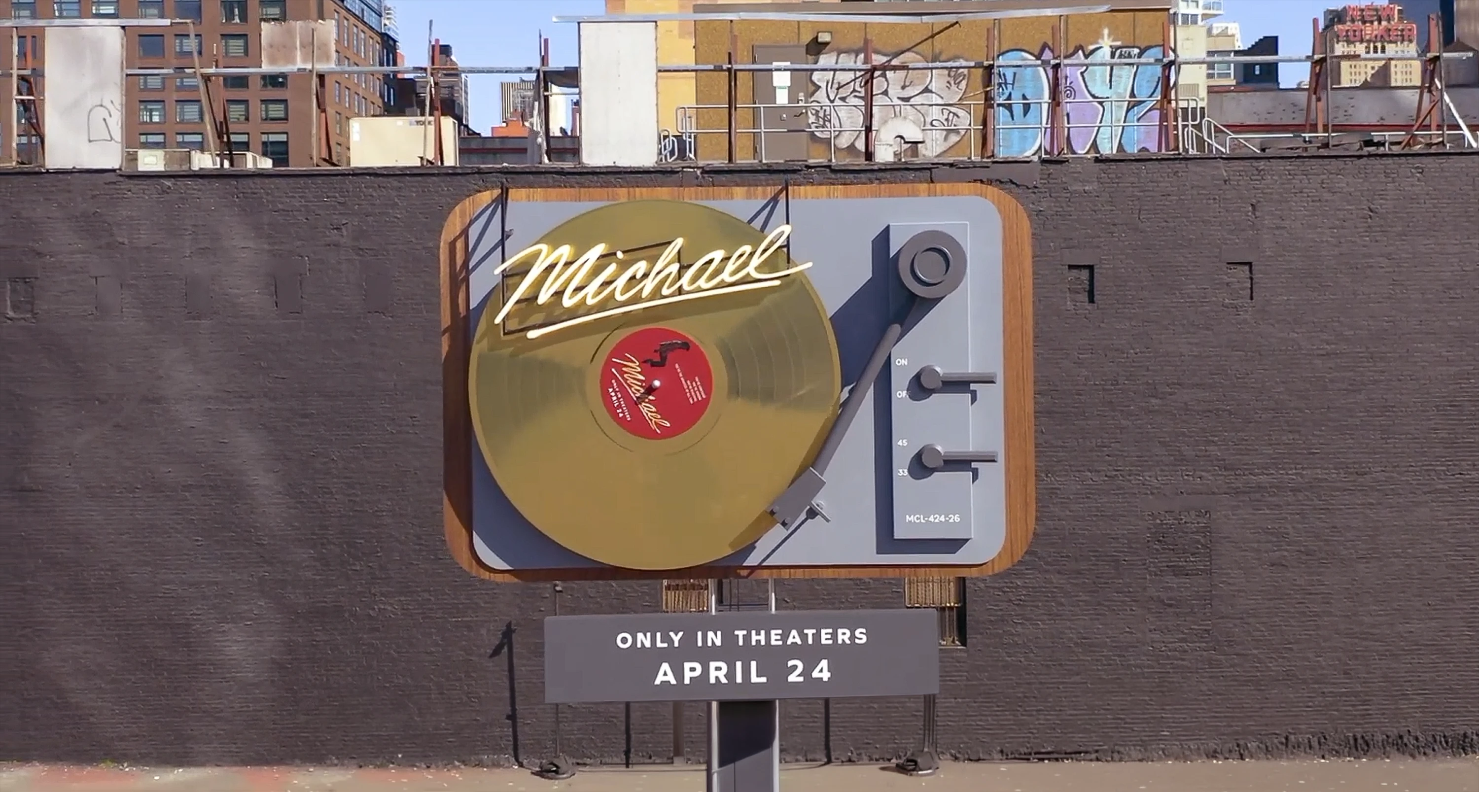 This Giant Record Player in NYC for Michael Movie Spins, Plays Music and Glows at Night