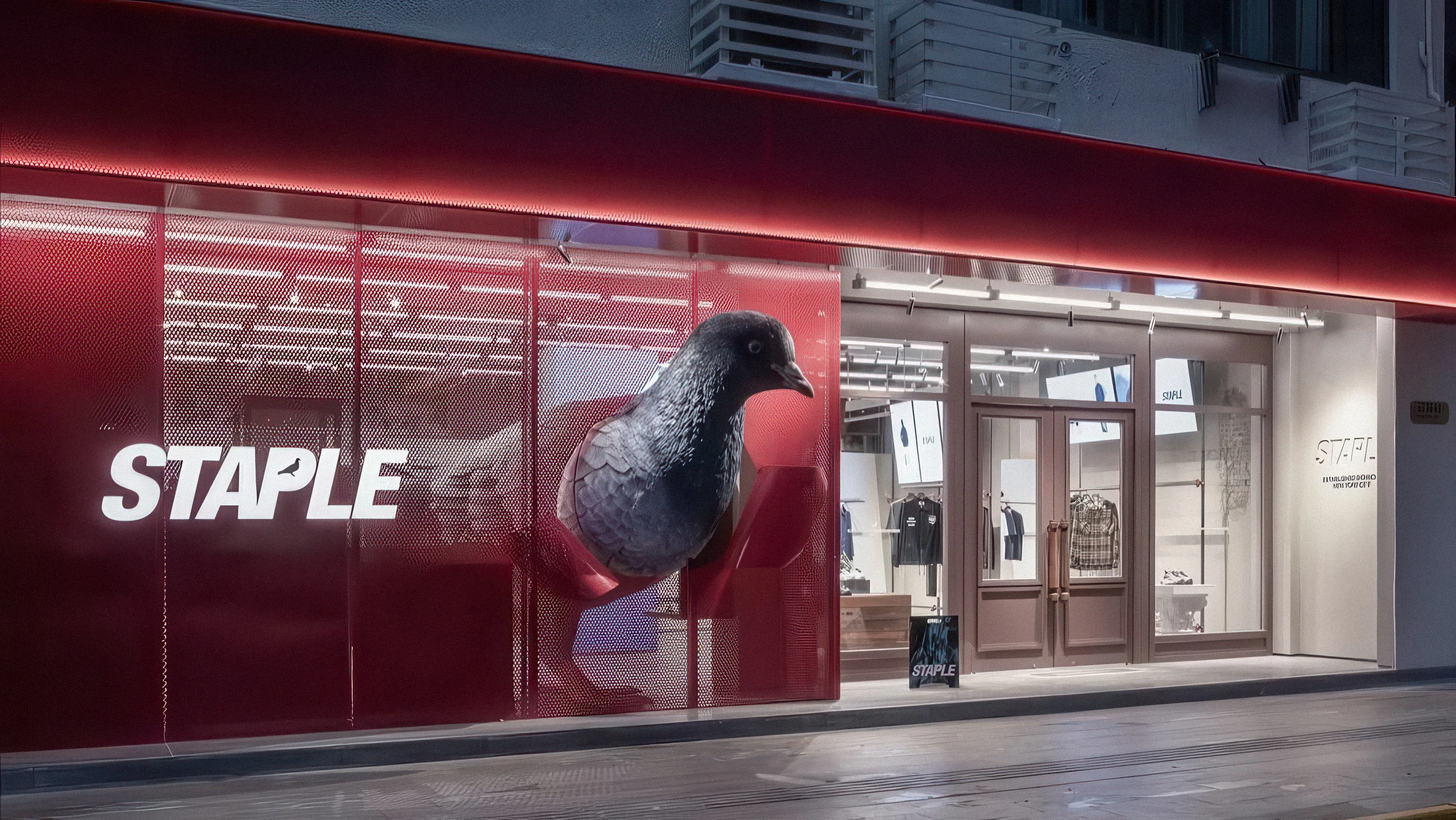 At Staple Pigeon’s Shanghai Flagship, A Giant Pigeon Bursts Through the Storefront
